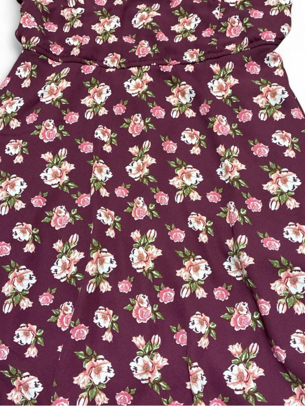Altar’d State Floral Tie Strap Mini Dress Size M Burgundy Pink Cottagecore - Picture 3 of 8